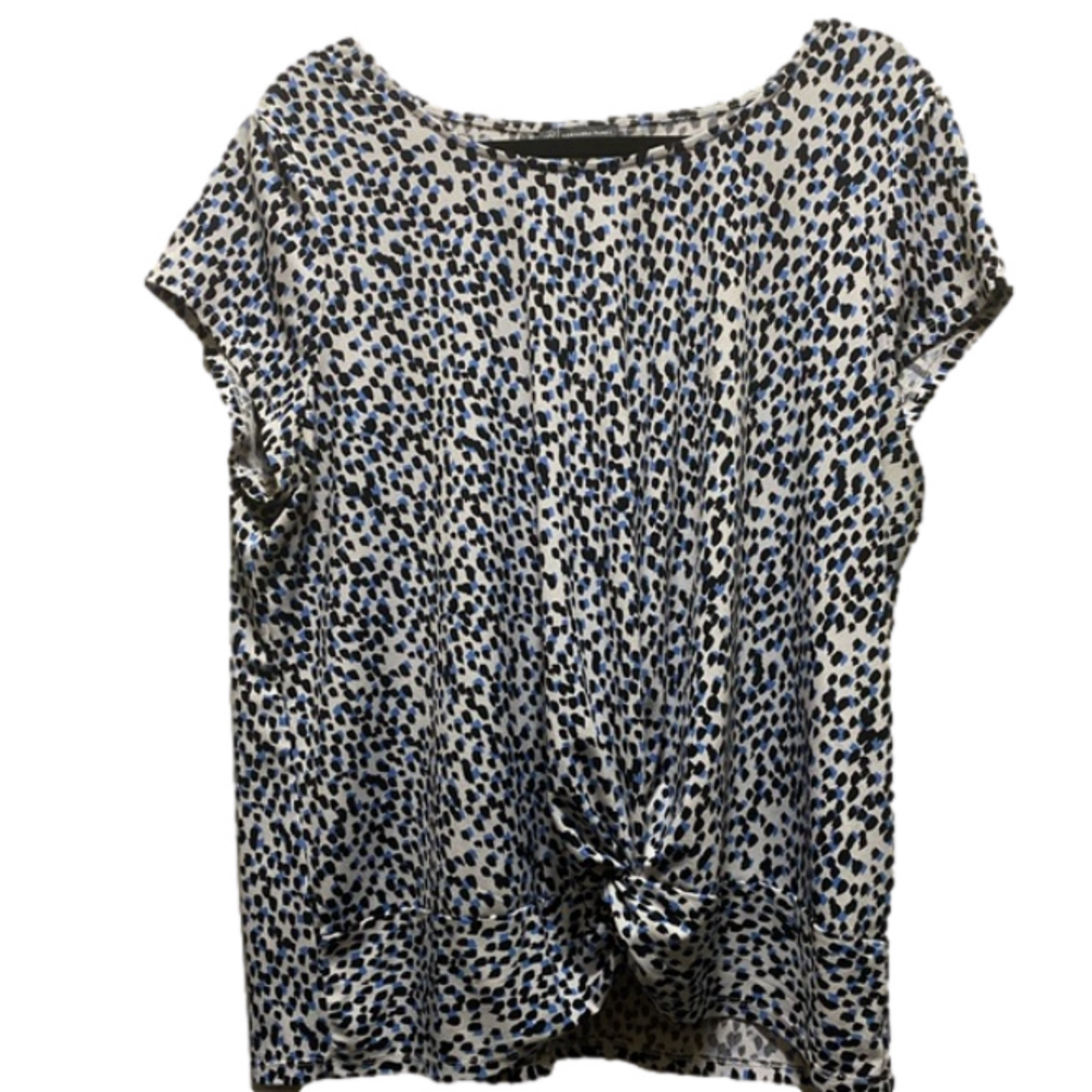 Adrianna Papell Blouse white with blue and black speckled design. Size XL - Picture 1 of 3